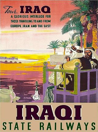 Tour Iraq Iraqi State Railways Vintage Travel Advertisement Art Poster Print