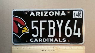 License Plate,  Arizona,  Cardinals,  Nfl Football Team,  5 Fby 64