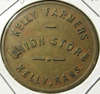 Very Old Kelly Farmers Union Store Kelly,  Ks $1 Trade Token - Kansas Kans.