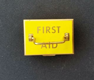 Vintage Mini First Aid Kit Tiny 1 1/2 " X 1 1/4 " Bayer Aspirin Brass Pocket Size