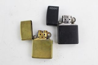 2 X Assorted Zippo Cigarette Lighters Inc.  Solid Brass,  Matt Black (113g)