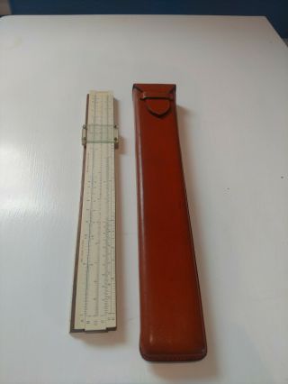 Vintage Wooden Slide Rule Keuffel & Esser N4053 - 3 Polyphase & Leather Case