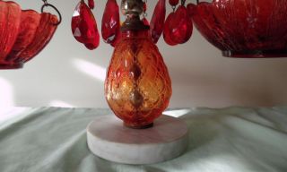 VINTAGE RUBY RED GLASS & BRASS SCALES OF JUSTICE with MARBLE BASE 4
