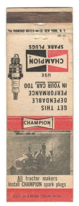 Use Champion Spark Plugs Vintage Matchbook Cover B73