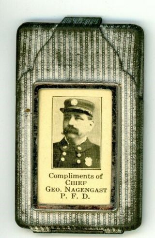 Poughkeepsie Ny - Chief George Nagengast - Fire Department - Vintage Match Safe Box