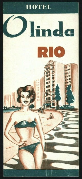 Vintage Hotel Olinda Rio Travel Brochure,  Circa 1960 - Brazil Copacabana Beach