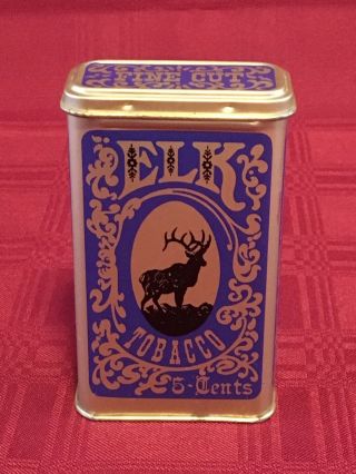 Vintage Elk Tobacco Tin Can J.  L.  Clark Rockford,  Illinois U.  S.  A.  2