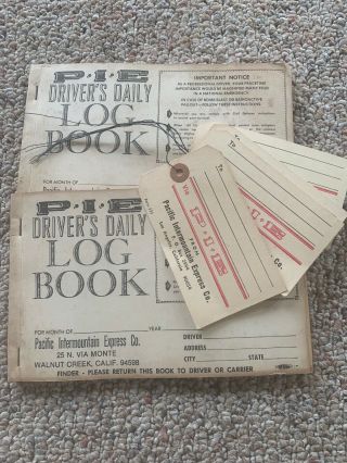 Vintage Truckers Drivers Daily Log Book P.  I.  E Tags Pacific Intermountain Express