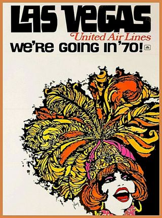 Las Vegas Nevada United Air Lines United States Vintage Travel Art Poster Print