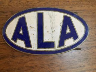 Vintage Ala Enamel License Plate Topper,  Porcelain Automobile Legal Association