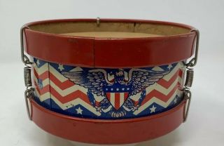 Chein Americana Patriotic Lincoln Washington Toy Drum Red White Blue Tin Litho 2
