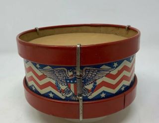 Chein Americana Patriotic Lincoln Washington Toy Drum Red White Blue Tin Litho 4