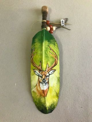 Hand Painted Feather,  Arts & Crafts,  Southwest Art,  Santa Fe Style,  Deer 3