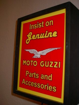 Moto Guzzi Motorcycle Geunineparts Garage Advertising Man Cave Lighted Sign
