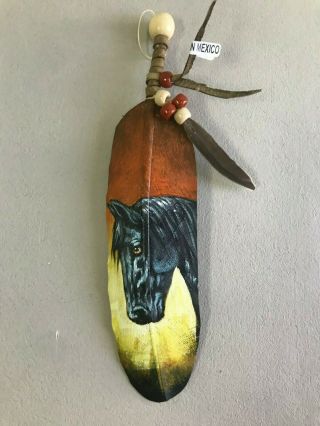 Hand Painted Feather,  Arts & Crafts,  Southwest Art,  Santa Fe Style,  Horse 6