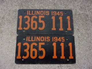 Illinois 1945 License Plate Pair 1365 111