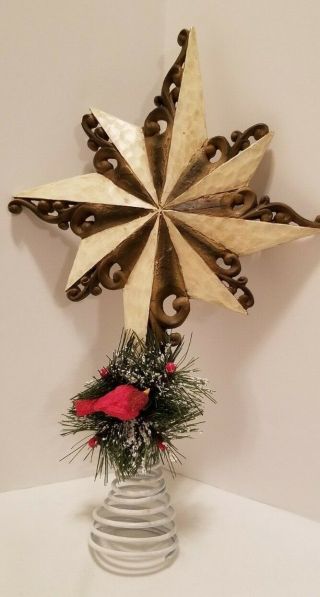 Rustic Cream & Brown Scroll Starburst Northstar North Star Christmas Tree Topper