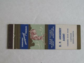 P427 Matchbook Cover Sd South Dakota D P Amsberry Agent Cathage