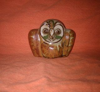 Vintage Mini Mexico Hand Painted Owl Ceramic Folk Art Figurine,