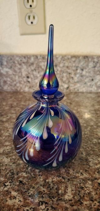 Iridescent Crystal Clear Blue White Vanity Perfume Bottle 6 