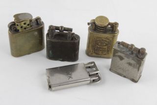 5 X Assorted Vintage Lift Arm Cigarette Lighters Inc.  Brass Orlik 1926