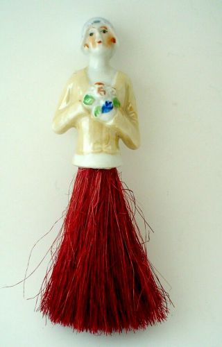 Cool Vintage Vanity Porcelain Half Doll Crumb Brush Whisk Broom Duster Japan