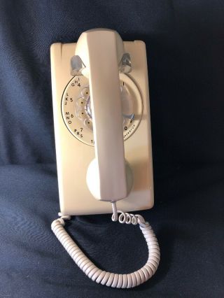Vintage,  Harvest Gold/beige Rotary Dial Telephone; Wall Mount Phone Itt