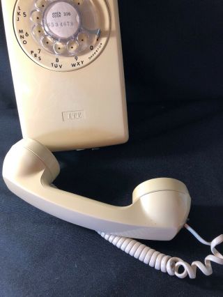 Vintage,  Harvest Gold/Beige Rotary Dial Telephone; Wall Mount Phone ITT 3