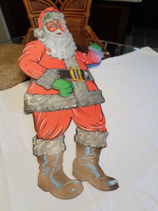 Vintage Santa 31 " Jointed Posable Santa Clause W/mica Cardboard Beistle
