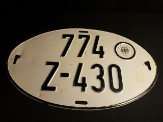 Vintage German Vehicle License Plate Oval Hauptzollamt Wurzburg