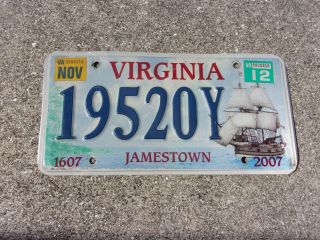 Virginia 2012 Jamestown License Plate 19520y