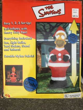 Gemmy Airblown Inflatanle 8ft Christmas Homer Simpson