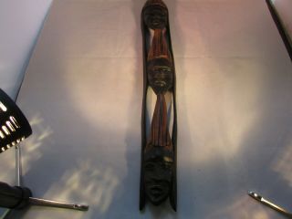 Hand - Carved Wooden African Mask From Kenya Decorative Wall Hanging - 23 " X 3 "