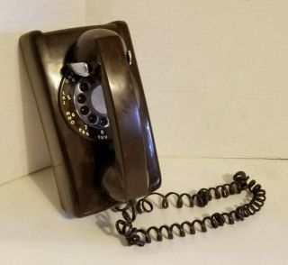 Vintage Retro Rotary Itt Wall Phone Kitchen Telephone Mtc 554 Chocolate Brown
