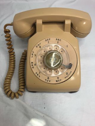 Vintage Bell System Western Electric 500 Dm Tan Beige Rotary Dial Desk Phone
