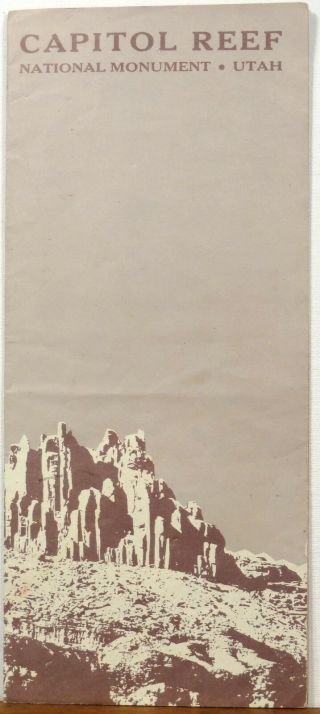 1962 Capitol Reef National Monument Utah Vintage Informational Brochure & Map B