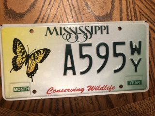Nos Mississippi License Plate Specialty Conserve Wildlife Wild Life Butterfly