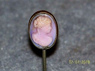 Vintage Antique Victorian Cameo Gold Filled Hat Pin Hatpin Stick Pin