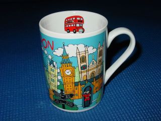 Elgate Ceramics London 2005 England Big Ben Bus Flag Palace Cup Mug Tea Coffee