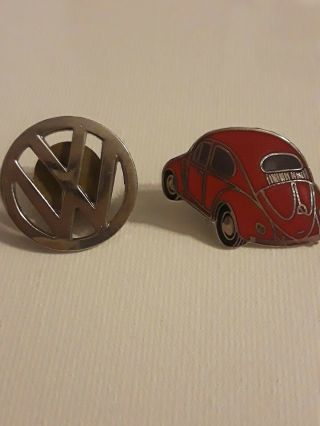 2 Vintage Vw Volkswagen Logo Lapel Or Hat Pins Red Volkswagen Pin