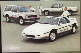 1984 Pontiac Fiero Official Indy 500 Pace Car Gmc Indy Hauler Truck Post Card