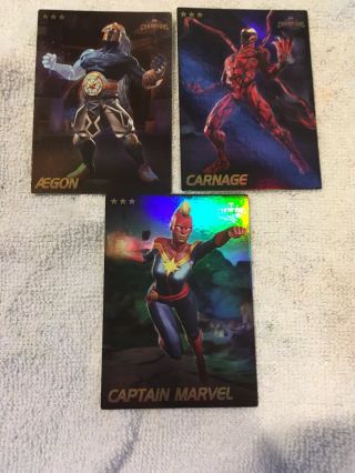 Marvel Arcade Game Cards Contest Of Champions Foil Rare Aegon Carnage Cap Mrvl