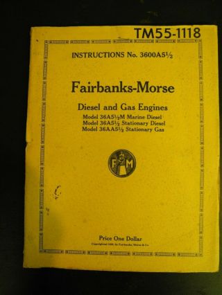 Vintage Antique Fairbanks Morse Diesel And Gas Engines 1939
