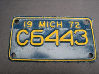 1972 Michigan Motorcycle License Plate C6443