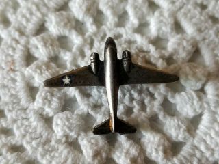 Vintage Silver Military Airplane Lapel Pin World War Ii Beauty