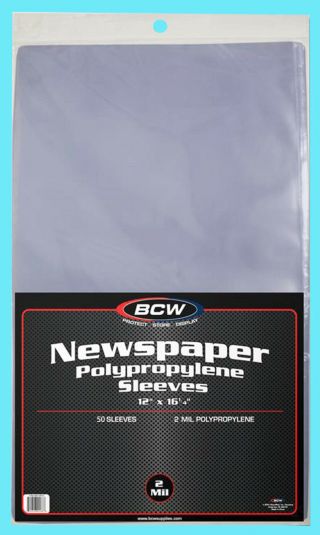 50 Bcw 12x16 Newspaper 2 Mil Storage Sleeves Clear Poly Art Photo Print 12 " X16 "