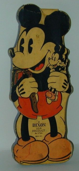 Mickey Mouse Figural Card Stock Pencil Dixon Box Holding School Bag 1930s