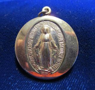 Miraculous Medal Slide Locket Hail Mary Prayer Silvertone