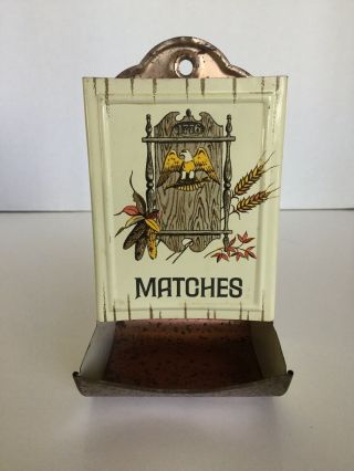 Vintage Tin Metal Match Box Holder Wall - Mount Eagle Americana