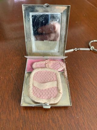 Vintage Silver Keyring Makeup Compact Powder Mirror Finger 3